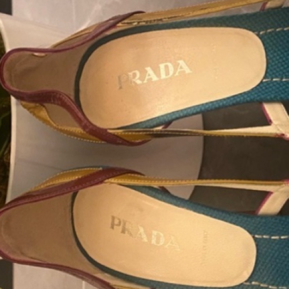 Prada Blue and Yellow Heels with Modern Design - Picture 10 of 12